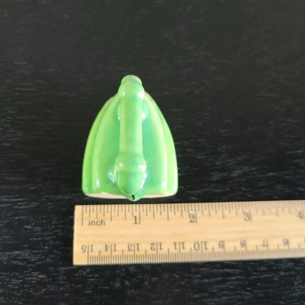 Vintage Green Ceramic Iron Shaped Mini Bud Vase Toothpick Sewing Needle Holder